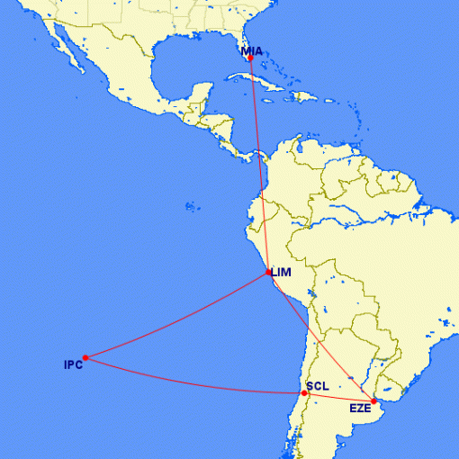 Map of South America flights